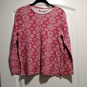 Red Snowflake Pattern Long Sleeve Top